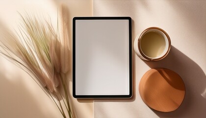 minimalist ipad mockup on soft background for creative projects