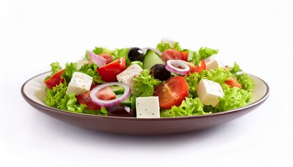 Delicious Greek Salad Feta Cheese, Tomatoes, Cucumbers, Olives