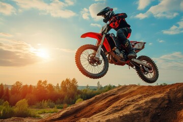 Rider on a Cross-Country Enduro Motorcycle Going Fast, Thrilling Enduro Racing with Drift Action, Motocross Moto Sport Adventure Isolated on Background with Copy Space. Motorsport Concept.	