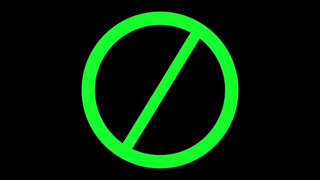 Sign forbidden. Icon symbol ban. green circle sign stop entry ang slash line isolated on transparent background. Mark prohibited. Round cross restrict entrance. Signal cancel enter.