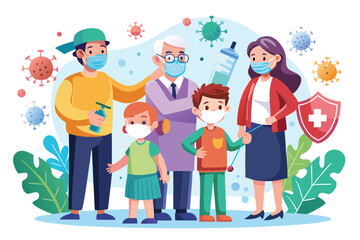 Fototapeta premium Vaccination campaign for individuals of all ages promoting health and safety in the community during the pandemic response efforts