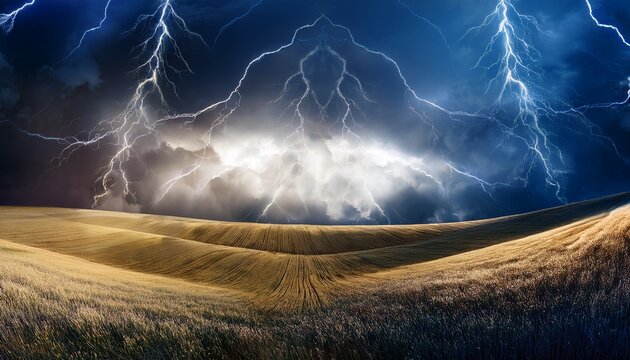 premium thunderstorm background with lightning and clouds vectoral illustration
