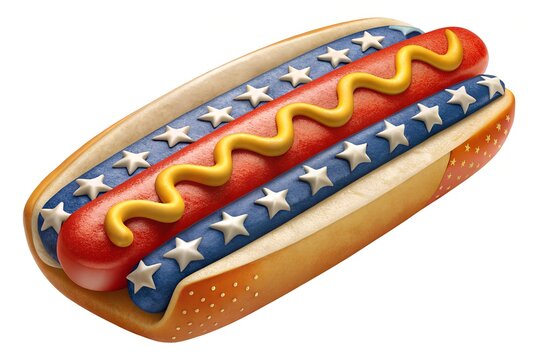 Patriotic hot dog with mustard and american flag design - Powered by Adobe