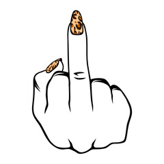 Women Hand Middle Finger Leopard Nails Graphic