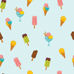 summer seamless pattern with ice cream
