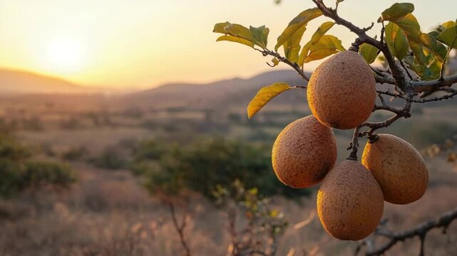sapodilla on branch in maharashtra plateau video