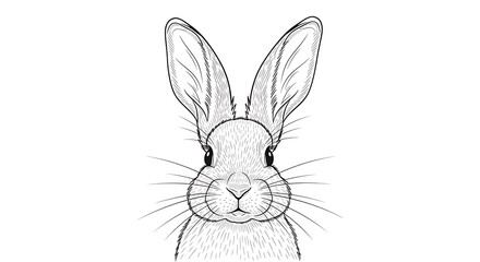 Obraz premium Rabbit Illustration with Detailed Line Work on White Background