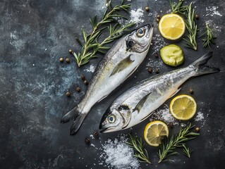 Fresh fish platter with zesty lemon and aromatic herbs.
