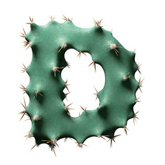 Creative Cactus-Inspired Letter D Design with Green Texture and Spikes
