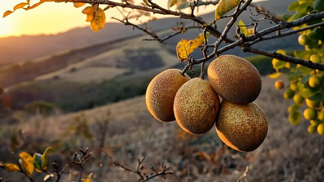 sapodilla on branch in maharashtra plateau video