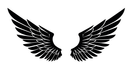 Obraz premium Elegant black wing silhouette design for tattoos and graphic art vector illustration