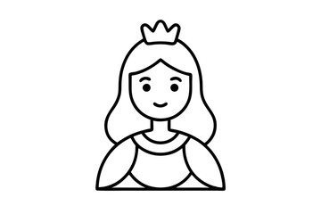 princess outline coloring page, princess line art vector