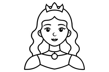 princess outline coloring page, princess line art vector