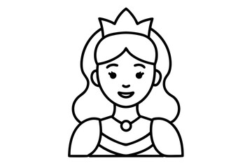 princess outline coloring page, princess line art vector