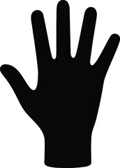 Silhouette human hand showing five fingers gesture Vector Illustration