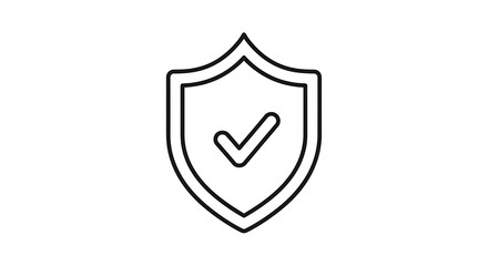 Shield with Checkmark Outline Safety and Security Icon