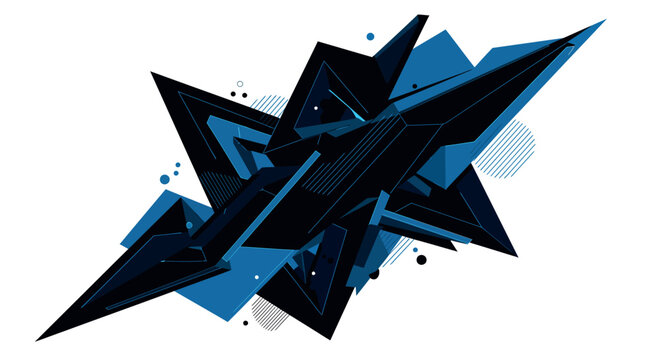 Dynamic abstract geometric shape in blue tones - modern vector illustration for design projects