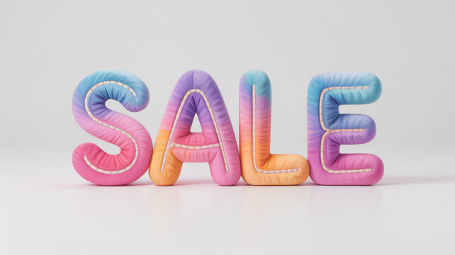 Colorful SALE: eye-catching sale word in soft gradient color as a promotional material to attract customer's attention. 