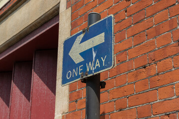 UK one way street sign in Suffolk