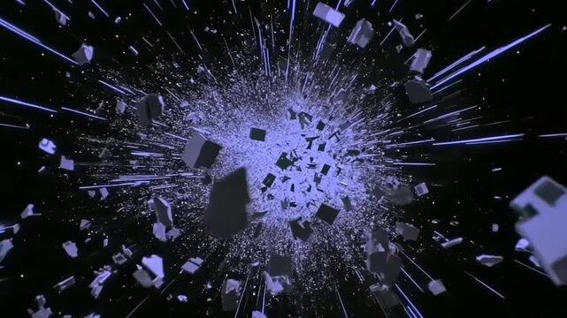 Fragments of a shattered object in space