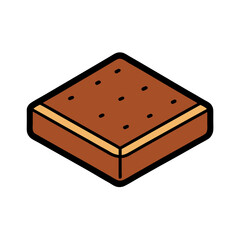 Simple isometric illustration of a chocolate biscuit