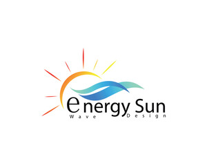 sunrise logo creative design concept wave solar energy beach