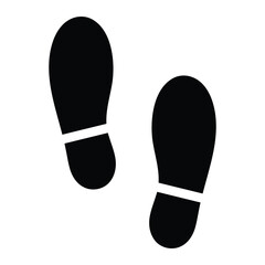 Shoe footprints vector icon. Footsteps silhouette symbol for walking, trail, pedestrian path, direction or tracking design. Black isolated illustration.