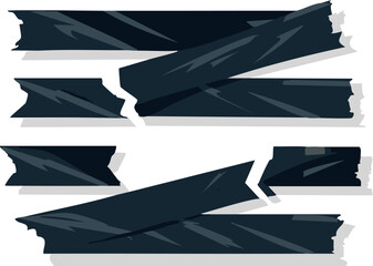 Torn fragments of black adhesive tape