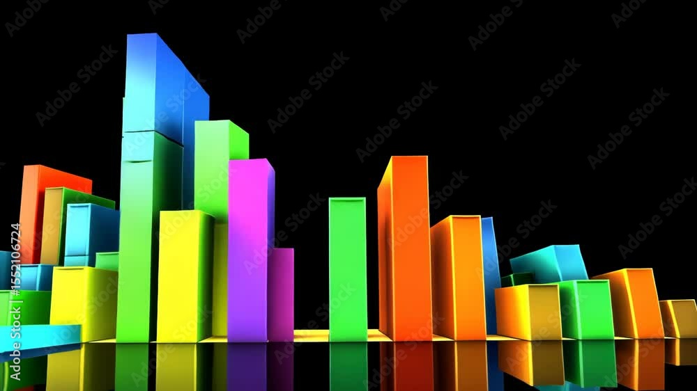 Aufkleber 3D business graph with organized bars and information blocks. Abstract infographic element. Business growth and development to success concepts. Generated AI