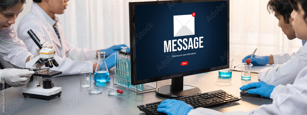 Poster email notification message showing on computer screen brisk. digital marketing message information t