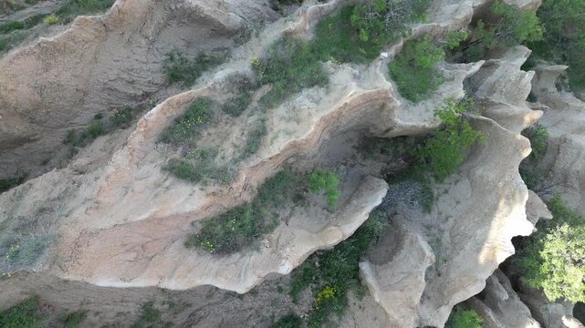 Morning Drone View of the Stob Pyramids Rock Formations in Bulgaria