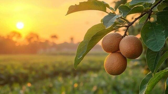 sapota on branch tamil nadu countryside video