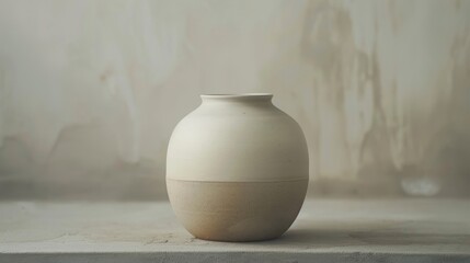Ceramic Zen Jar Smooth Matte Ombre Beige White Tranquil