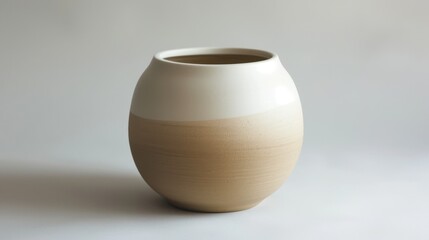 Ceramic Zen Jar Smooth Matte Ombre Beige White Tranquil