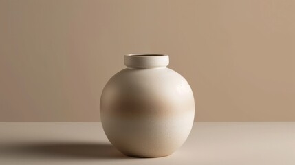 Ceramic Zen Jar Smooth Matte Ombre Beige White Tranquil