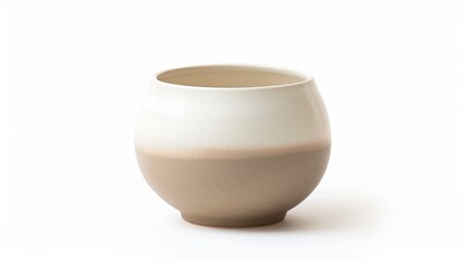 Ceramic Zen Jar Smooth Matte Ombre Beige White Tranquil