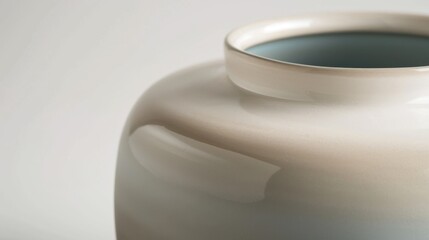 Ceramic Zen Jar Smooth Matte Ombre Beige White Tranquil