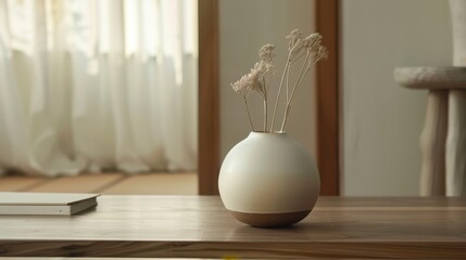 Ceramic Zen Jar Smooth Matte Ombre Beige White Tranquil