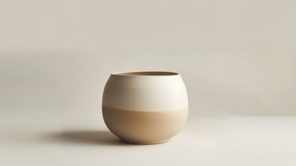 Ceramic Zen Jar Smooth Matte Ombre Beige White Tranquil