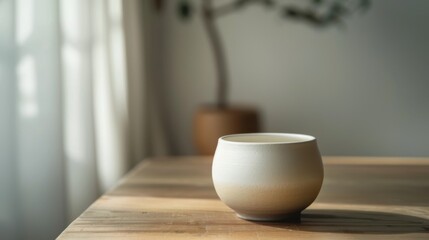 Ceramic Zen Jar Smooth Matte Ombre Beige White Tranquil