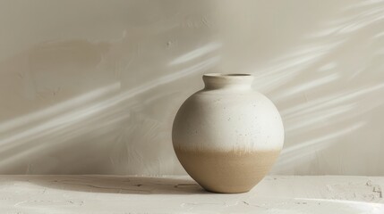 Ceramic Zen Jar Smooth Matte Ombre Beige White Tranquil
