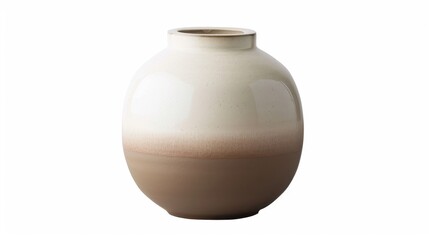 Ceramic Zen Jar Smooth Matte Ombre Beige White Tranquil