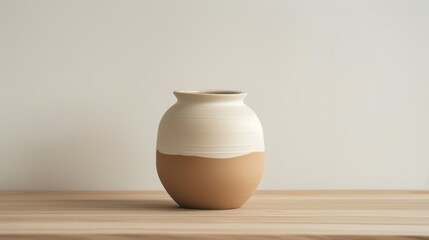 Ceramic Zen Jar Smooth Matte Ombre Beige White Tranquil