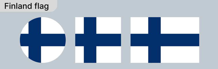 
Finland Flag &ndash; Vector Illustration on Gray Background.