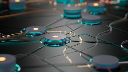 Luminous Network: A 3D Visualization of Interconnected Data Nodes