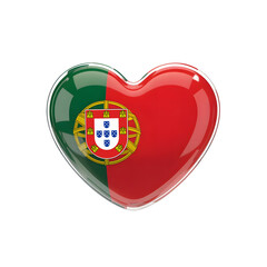 3D Love-Shaped Icon of the Portugal Flag	
