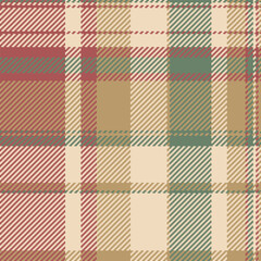 Elegant autumnal plaid pattern.  Warm earthy tones of beige, red, and green create a cozy, sophisticated texture ideal for fall fashion, home decor, or textile designs.