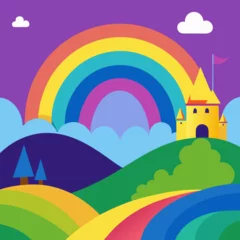 Rainbow over the Lush Forest: Capturing the natural beauty of the forest, a vibrant rainbow arcs across the sky, offering a picturesque view