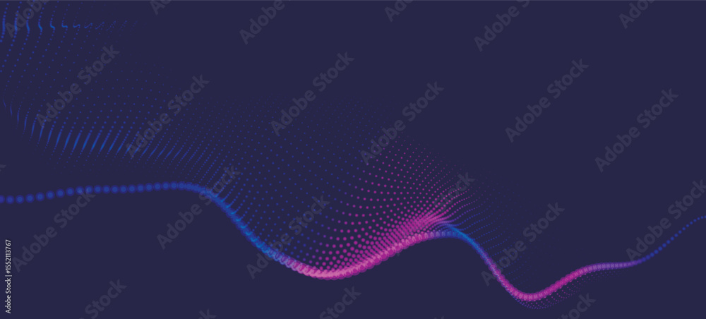 Poster abstract background with dynamic color wave. futuristic dotted wave of bright particles. colorful ba