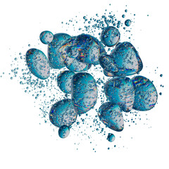 Abstract Water Bubbles in Motion with a Transparent Background